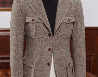 1920's Vintage Tweed Men's Safari Jacket With Belt – Formal
