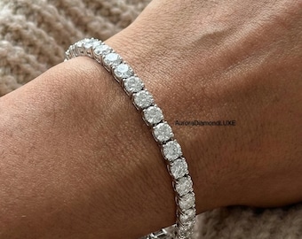 Bracciale tennis con diamanti da 9 carati coltivati in laboratorio, bracciale con diamanti in oro bianco 14 carati, bracciale tennis con diamanti da donna