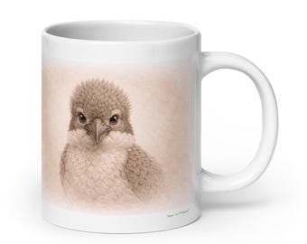 Kingfisher Bird Graphite Portrait Mug, Wildlife Animal Ceramic Coffee & Tea Mug