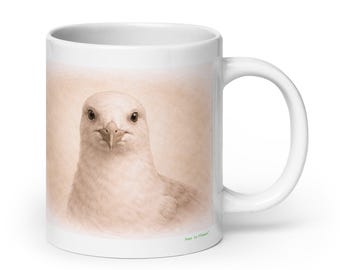 Gull Bird Mug Graphite Portrait , Wildlife Animal Ceramic Coffee & Tea Mug