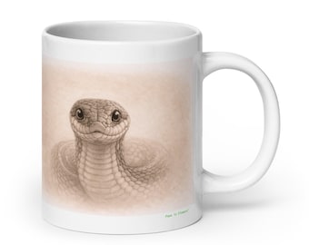 Garter Snake Mug Graphite Portrait , Wildlife Animal Ceramic Coffee & Tea Mug