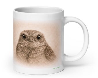 Whippoorwill Bird Mug Graphite Portrait, Wildlife Animal Ceramic Coffee & Tea Mug