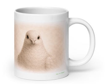 Dove Bird Graphite Portrait Mug, Wildlife Animal Ceramic Coffee & Tea Mug