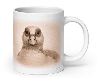 Egyptian Goose Mug Graphite Portrait , Wildlife Animal Ceramic Coffee & Tea Mug
