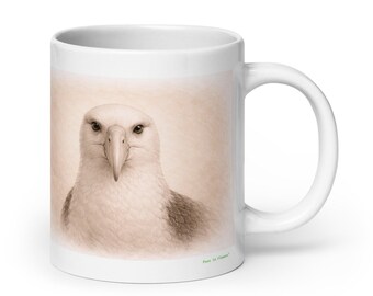 Albatross Bird Mug Graphite Portrait , Wildlife Animal Ceramic Coffee & Tea Mug