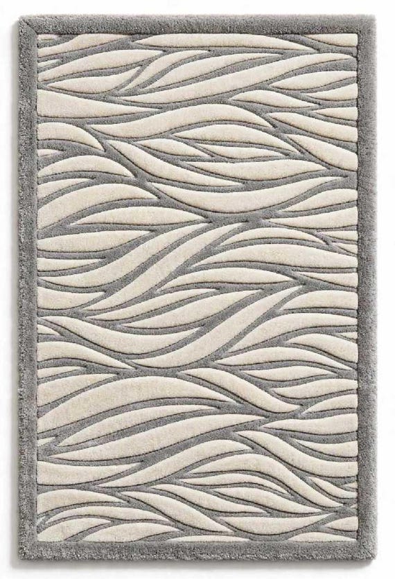 Hand Tufted Wool Rug, Abstract Wave Area Rug, Modern Cut Pile CARPET