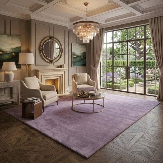 Hand Tufted Rug, Lavender New Zealand Wool, Made-To-Order Custom Sizes