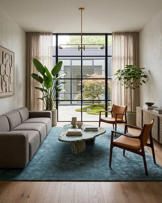 Solid Teal Blue Wool Rug Hand Tufted Modern Carpet Luxury Living Room Home Decor