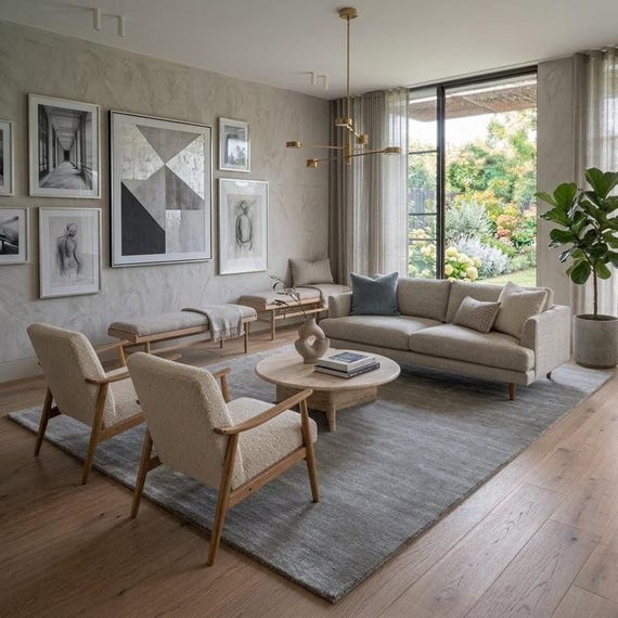 Hand Tufted Rug, Neutral Gray Wool, Textured Modern Design