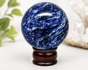 Natural Sodalite Crystal Sphere with Stand – Polished Healing Meditation Orb Weight-1326 gram