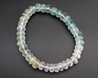 Natural Aquamarine & Morganite Bracelet, Faceted Beryl Gemstone Beads • Calming Energy Crystal Handmade Jewelry