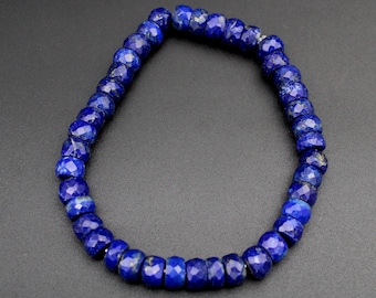 Lapis Lazuli Faceted Beads Bracelet, Deep Blue Dainty Bracelet, Wisdom Energy Healing Crystal Jewelry