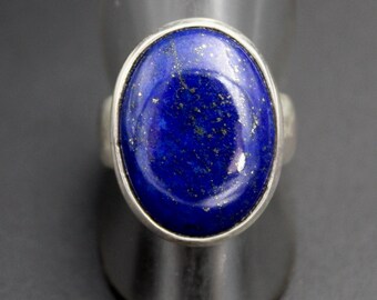 Oval Lapis Lazuli Sterling Silver Statement Ring – Natural Gemstone Jewelry