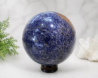 Natural Sodalite Crystal Sphere | Polished Gemstone Globe with Stand, Home Decor Weight 4.7 kg