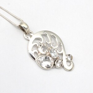 925-Sterling Silver Clear Quartz Pendant, Handmade Statement Necklace, Boho Crystal Jewelry, Artisan Filigree Design