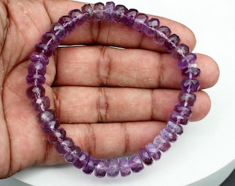 Natural Faceted Amethyst Bracelet ,Purple Crystal Beaded Bracelet, Healing Stone Jewelry, February Birthstone Gift