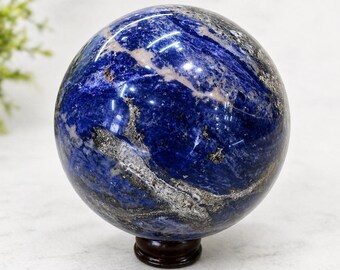 Natural Sodalite Crystal Sphere | Polished Gemstone Globe with Stand, Home Decor Weight 5.0 kg