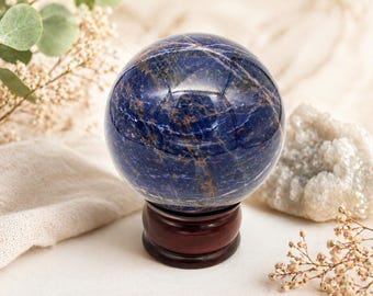 Blue Sodalite Crystal Sphere | Healing Crystal Ball | Meditation Stone | Reiki Energy Decor Weight-968 gram
