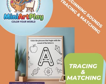 Beginning Sounds Worksheets | Tracing & Matching Phonics Printable by MiniArtPlay