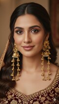 Goldplated Monalisa Stone Chandelier Earrings | Handmade Indian Jewelry