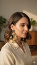 Goldplated Kashmiri Chandelier Earrings, Handmade Indian Bridal Jewelry