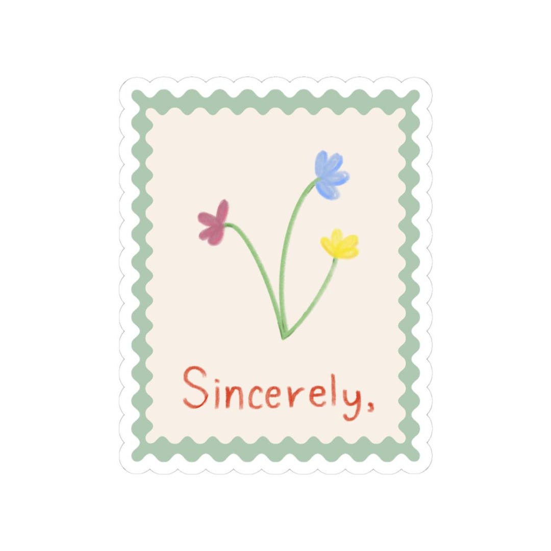 Sticker Sincerely Sincerely Floral Stamp Sticker | Kiss-cut Sticker - Etsy