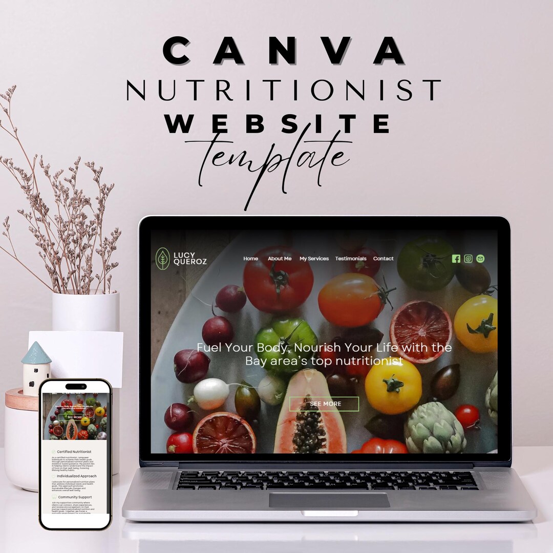 Nutritionist Website Template Canva Coaching Website Clean Landing Page