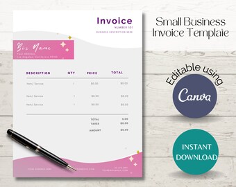 Invoice Template, Business Invoice, Printable Invoice Canva Template, Instant Download, Editable Invoice Form