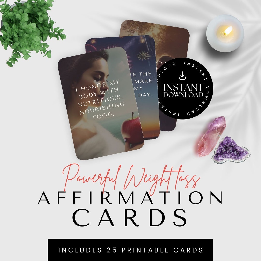 Powerful Weight Loss Affirmation Cards for Women Positive Mantras, Law