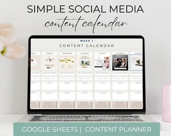 Social Media Content Calendar, Social Media Content Planner, Google Sheets Spreadsheet, Editable Social Media Calendar Template