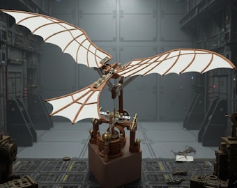 Da Vinci Ornithopter DIY Spieluhr Steampunk Flugmaschine Modell Mechanische Kunst Kit Schloss im Himmel Display Dekor