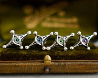 Sterling Silber Clown Auge Ohrstecker Farbverlauf Bunt Auge Design Künstlerisch Minimal Ohrringe Alt Mode Geschenk Wunderlich Gothic Schmuck