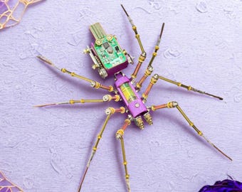Octospider Cyberpunk Mechanische Spinne Modell Kit - 3D Metall Montage DIY Schreibtisch Dekor, futuristisches Sci-Fi Geschenk für Bastler