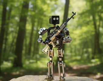 Taktische Mecha Roboter Schreibtisch Dekor Gaming Stil Roboter Figur Steampunk Edelstahl Metall Kunst Büro Geschenk