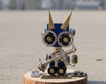 Steampunk Roboter Halskette Holz Roboter Schlüsselanhänger Handmade Punk Zahnrad Anhänger Personalisiertes Custom Gravur DIY Kit Retro Roboter Geschenk