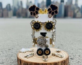 Steampunk Roboter Halskette Holz Roboter Schlüsselanhänger Handmade Punk Zahnrad Anhänger Personalisiertes Custom Gravur DIY Kit Retro Roboter Geschenk