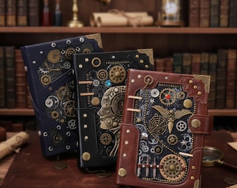 Personalisiertes Steampunk Retro Punk Notizbuch - Vintage Zahnrad Journal (A6)