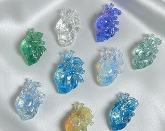 Cyberpunk Glas Herz Halskette Neon Lampwork Anatomisches Herz Anhänger futuristisches handgemachtes Schmuck Statement Geschenk