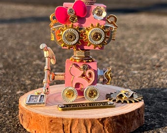 Steampunk Roboter Halskette Holz Roboter Schlüsselanhänger Handmade Punk Zahnrad Anhänger Personalisiertes Custom Gravur DIY Kit Retro Roboter Geschenk