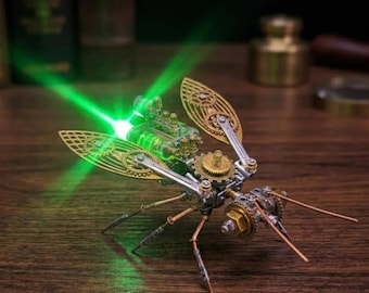 Steampunk Mechanische Bee Model Kit 3D Metall Puzzle DIY Insekt Spielzeug Retro Zahnrad Roboter Light Up baubare Skulptur für Erwachsene Sammler