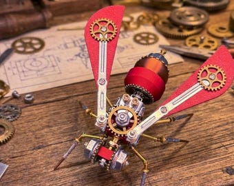 Gear Raider Steampunk Mechanische Biene Modell Kit - DIY Metall Montage Insekt Schreibtisch Dekor, Retro Industrie Steampunk Geschenk