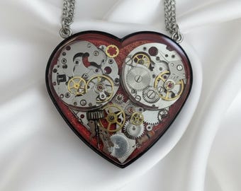 Steampunk Herz Zahnrad Halskette Cyberpunk Anhänger Vintage Uhr Teile Schmuck Handgemachtes Mechanisches Herz Geschenk