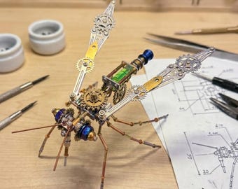 Steampunk Mechanische Moskito Metall Modell DIY Kit Zusammengebaut Insekt Skulptur Industrie Schreibtisch Dekor Kreatives Geschenk für Freund