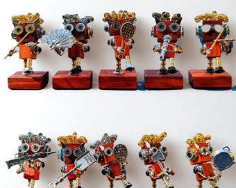 Steampunk Magnetischer Holzklotz Roboter