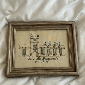 Custom Embroidered Wedding Venue Portrait | Unique Wedding Gift for Newlyweds & Anniversaries
