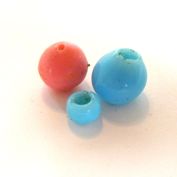 Vintage Baby Beads Glass Plastic Baby Blue Pink 1900s-20s (item 172)