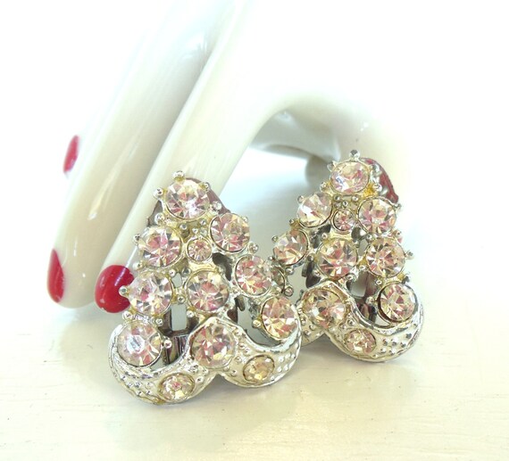 Vintage Shoe Clips Rhinestone Heart Wedding Silver 40 display picture 3