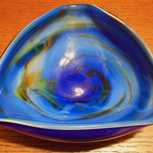 Vintage Art Glass Murano Bowl Cobalt Swirl 60s item 28 image 3