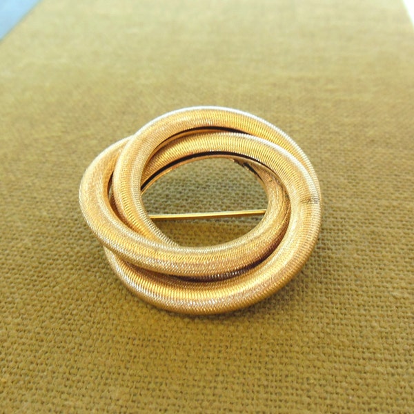 Vintage Sarah Coventry Brooch Intertwined Circles Gold 60's  (item 256)