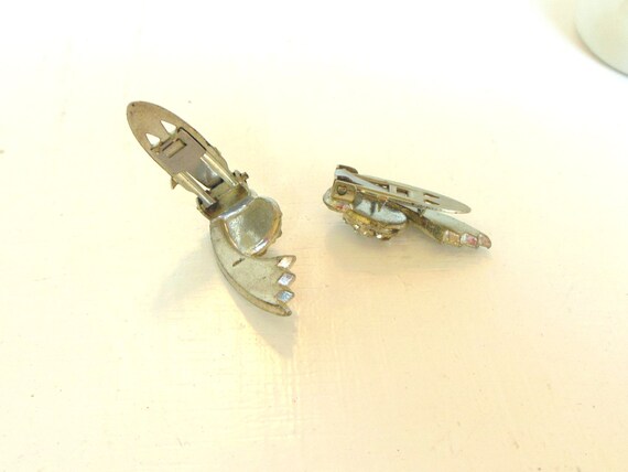 Vintage Pot Metal Dress Clips Rhinestone Art Deco… - image 3